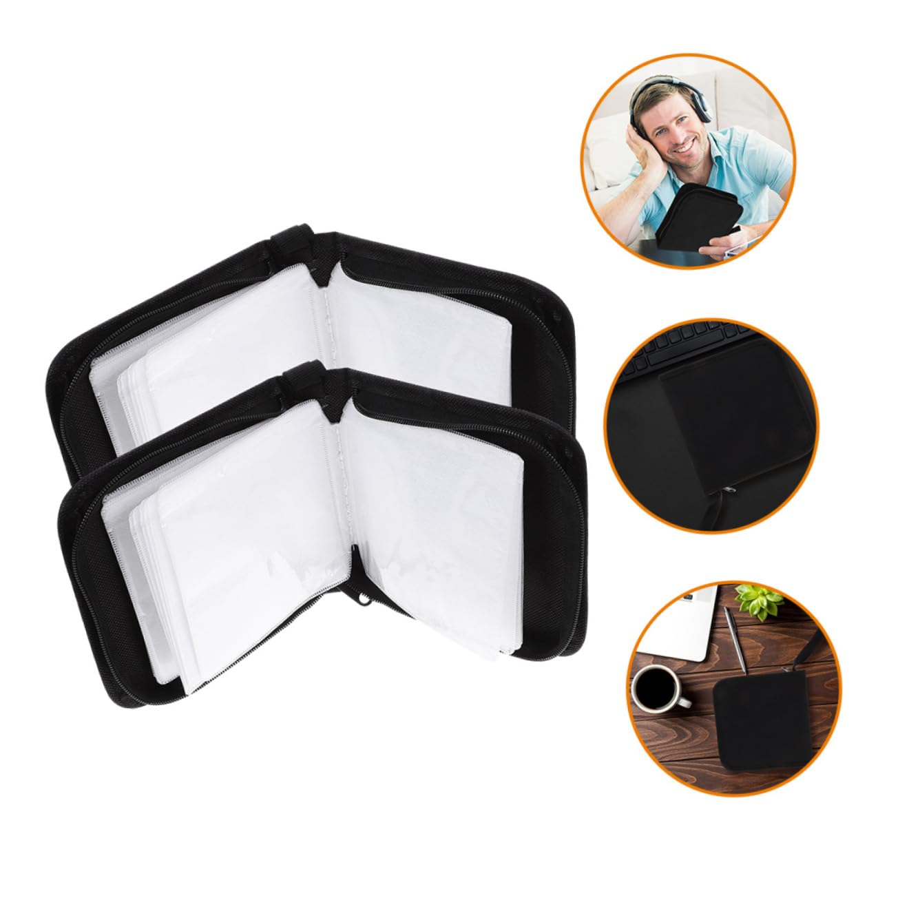 PRETYZOOM 4 Set Scatola Di Immagazzinaggio Cd Custodie Cd Porta Borsa Dvd Astuccio Custodia Porta Custodia Per Da Viaggio Tessuto Non Tessuto in Polipropilene 2 Pezzi * 4