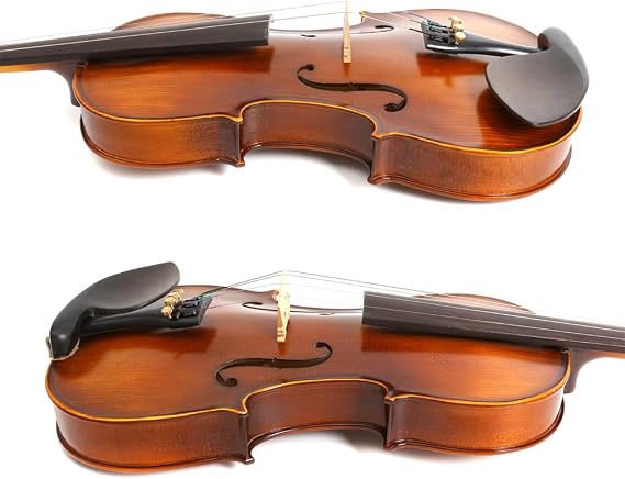 4/4 Full Size Violin Solid Wood Beginner Violin Set with Hard Case Bow Rosin Shoulder Rest Hand Carved Spruce Top Maple Back Ebony Fingerboard for Kids Adults Students