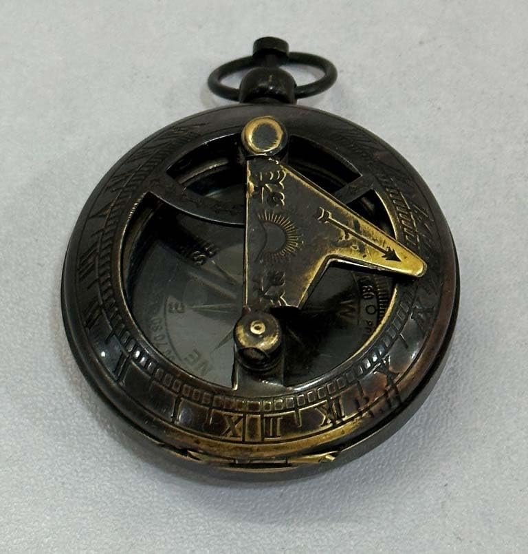 Brújula náutica de latón con botón pulsador, para navegación marina, bolsillo, exterior, camping, senderismo, caza, supervivencia, herramientas miniatura 4
