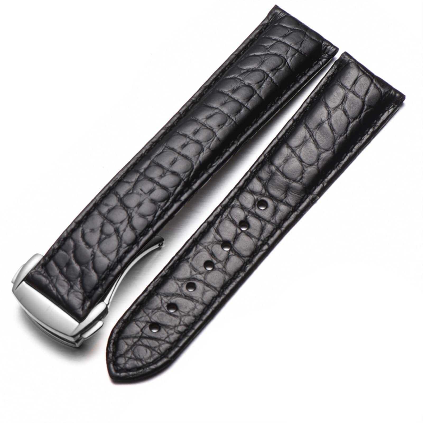 Skórzany pasek do zegarka krokodyla męski i damski styl dla konika morskiego Omega Deville 18 mm 19 mm 20 mm oryginalny pasek do zegarka (kolor: 25-12 mm, rozmiar: 22 mm), 22mm, Agat