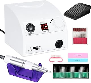 Nail Drill Machine 35000 RPM Profesión Eléctrica Juego de Limas de Uñas Equipo Pedicura Manicura Máquina Fresa de Uñas Herramientas de Arte de Uñas para Uso en Salón Hogar (Color: Blanco) (Broca)