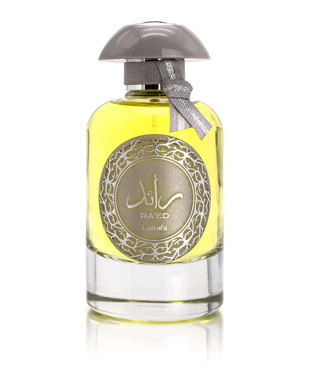 Woda perfumowana Ra'ed Silver 100ml EDP Dubai dla mężczyzn i kobiet orientalny Attar z alkoholem denasyconym prezenty, unisex, jasny i jasny zapach, zapakowany w piękną butelkę