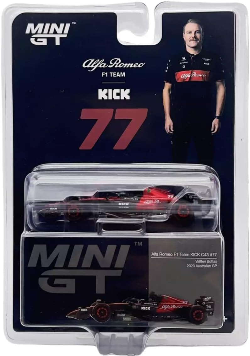 1:64 Diecast Model Car Compatible with Mini GT Alfa Romeo C43#77 Valtteri Bottas 2023 F1 2023 Australian GP Limited Edition MGT00729