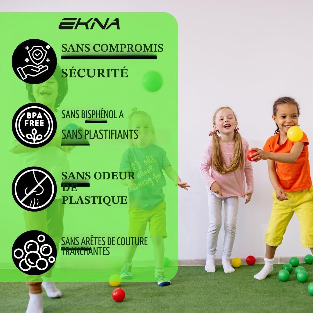 EKNA Lot de 200 balles de Jeu de 5,5 cm de diamètre – Différentes Couleurs au Choix pour Piscine à balles – Balles en Plastique pour bébé –