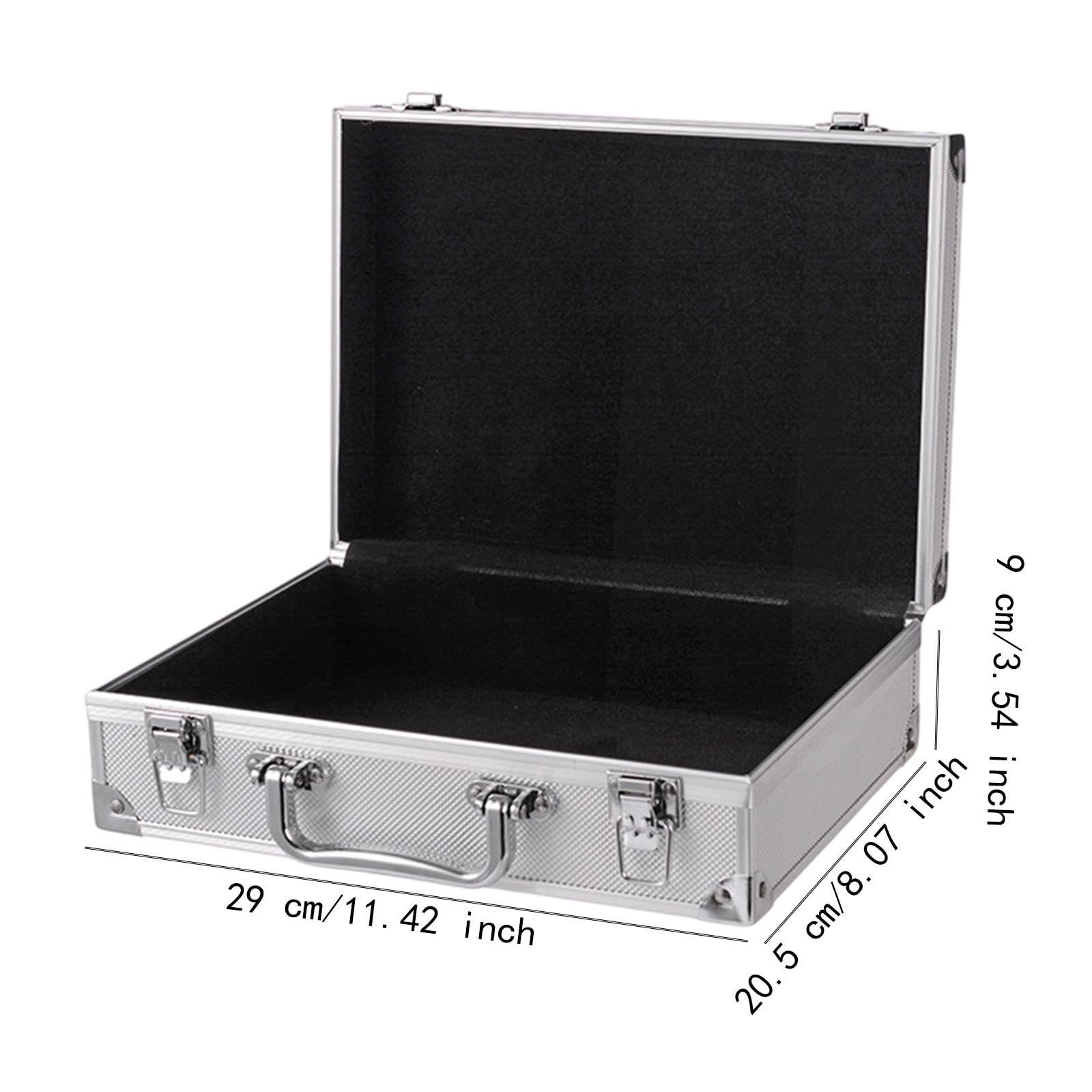 Generic Estuche de transporte de carcasa dura, caja organizadora de, Maleta portátil, marco de aleación de aluminio, caja de herramientas, Plata