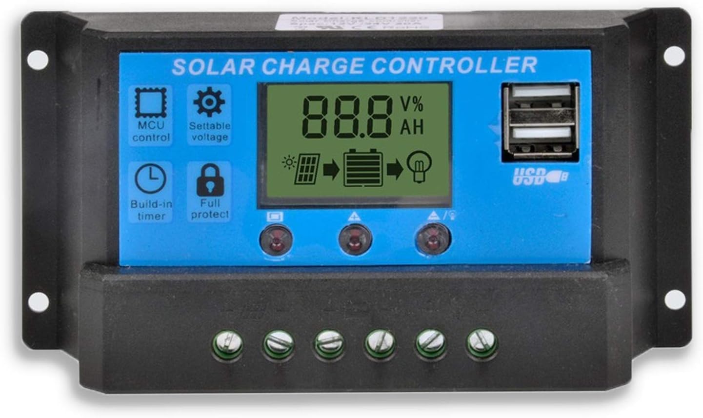 Electrobot 20A Solar Charge Controller - Intelligent Regulator for 12V/24V Systems with Dual USB Ports and LCD Display for Efficient Solar Power Management-image-18