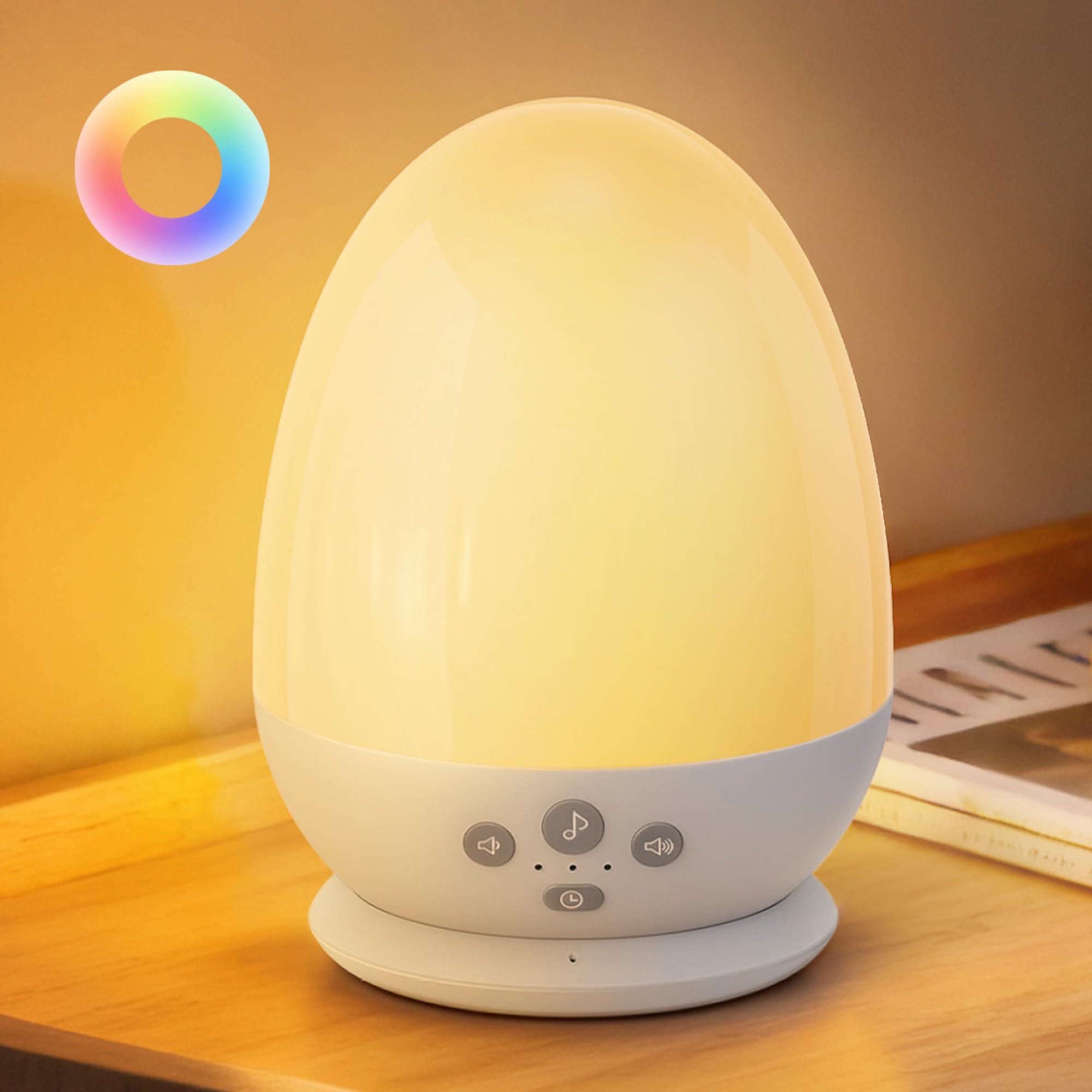 JolyWell Night Light for Kids Baby Night Light with Sound Machine RGB Egg Night Light for Nursery Stepless