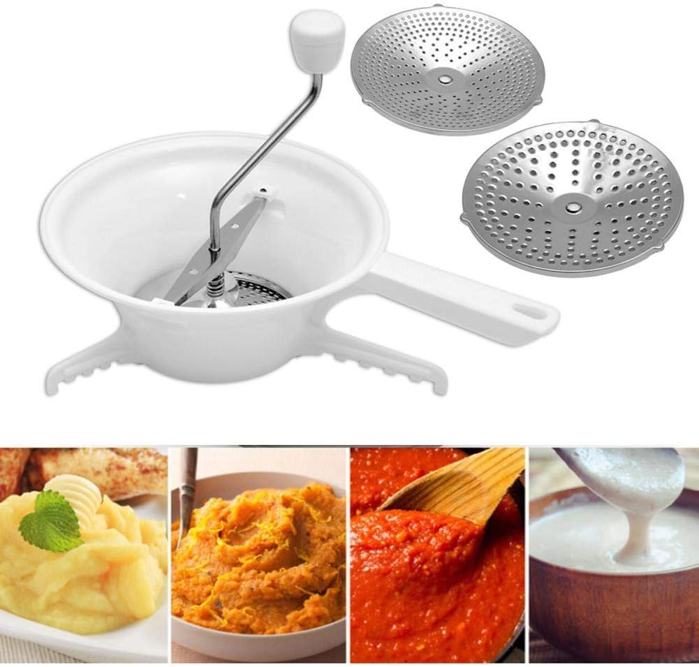 Food Grinder Multifunctional Manual Food Mill Mixer Kitchen Mill for Mashing Straining Grating Fruits Vegetables