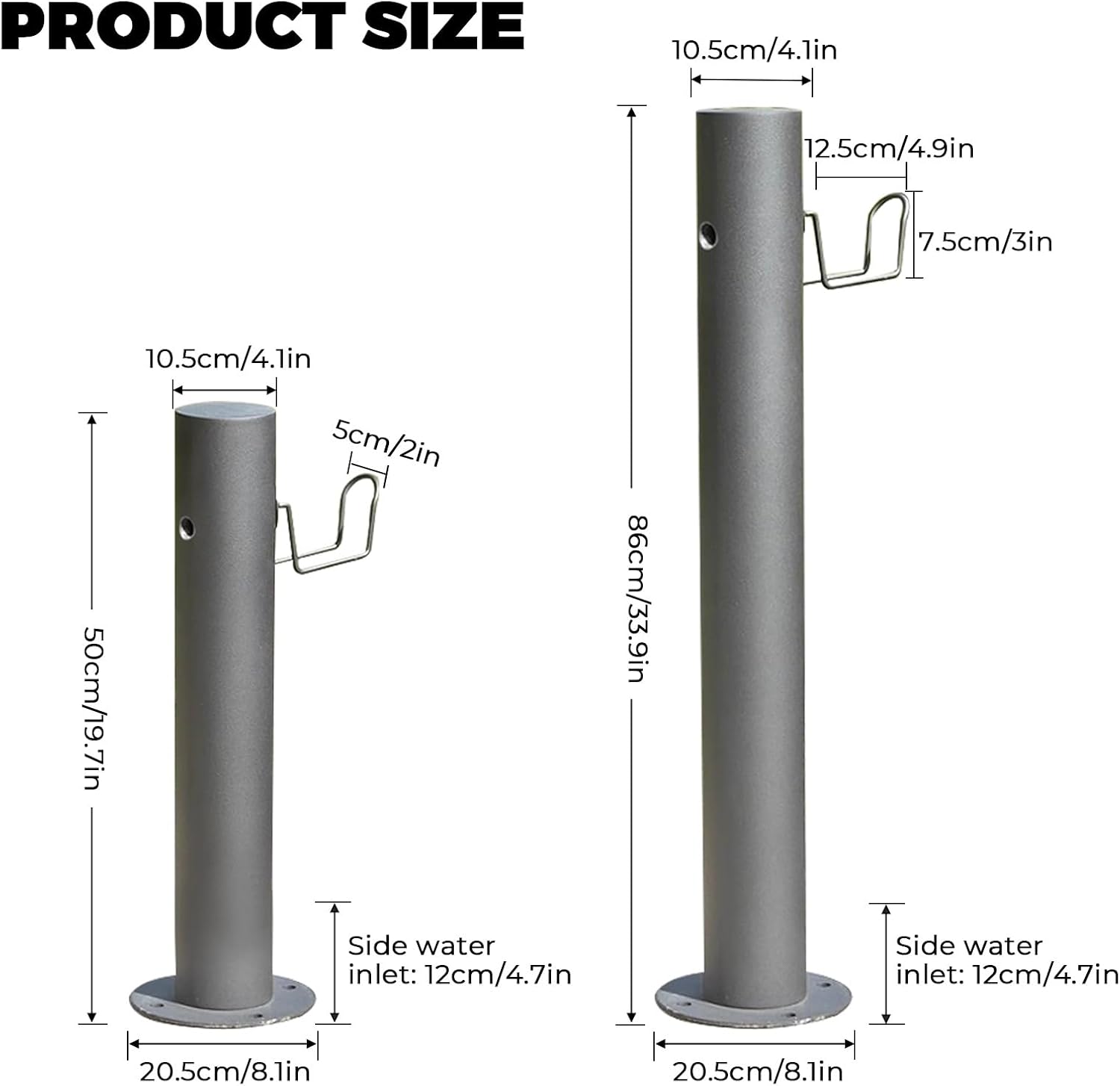 Floor Mounted Faucet Outdoor Water Pipe Vertical Fountain Irrigation Column,Stainless Steel Outdoor Water Column - 50cm Garden Fountain, Antifreeze Hose Stand, Decorative Irrigation Post for