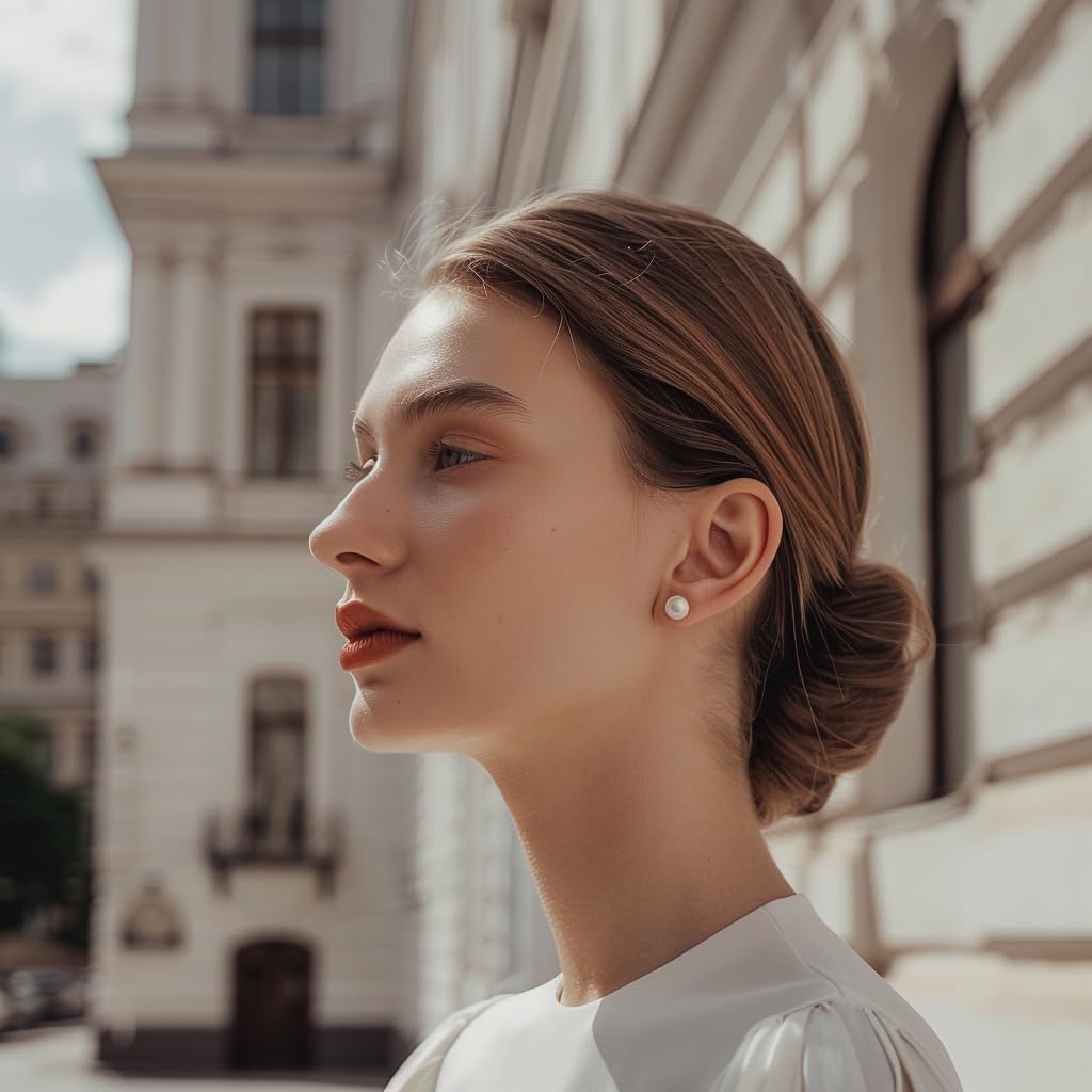 YAMI Black/Grey/White Pearl Earrings, Real Cultured Pearl, 925 Sterling Silver Stud Earrings Plated with 18K Gold, Classic & Elegant Jewelry Gifts for Women, Hypoallergenic Earrings for Sensitive Ears - Image 2