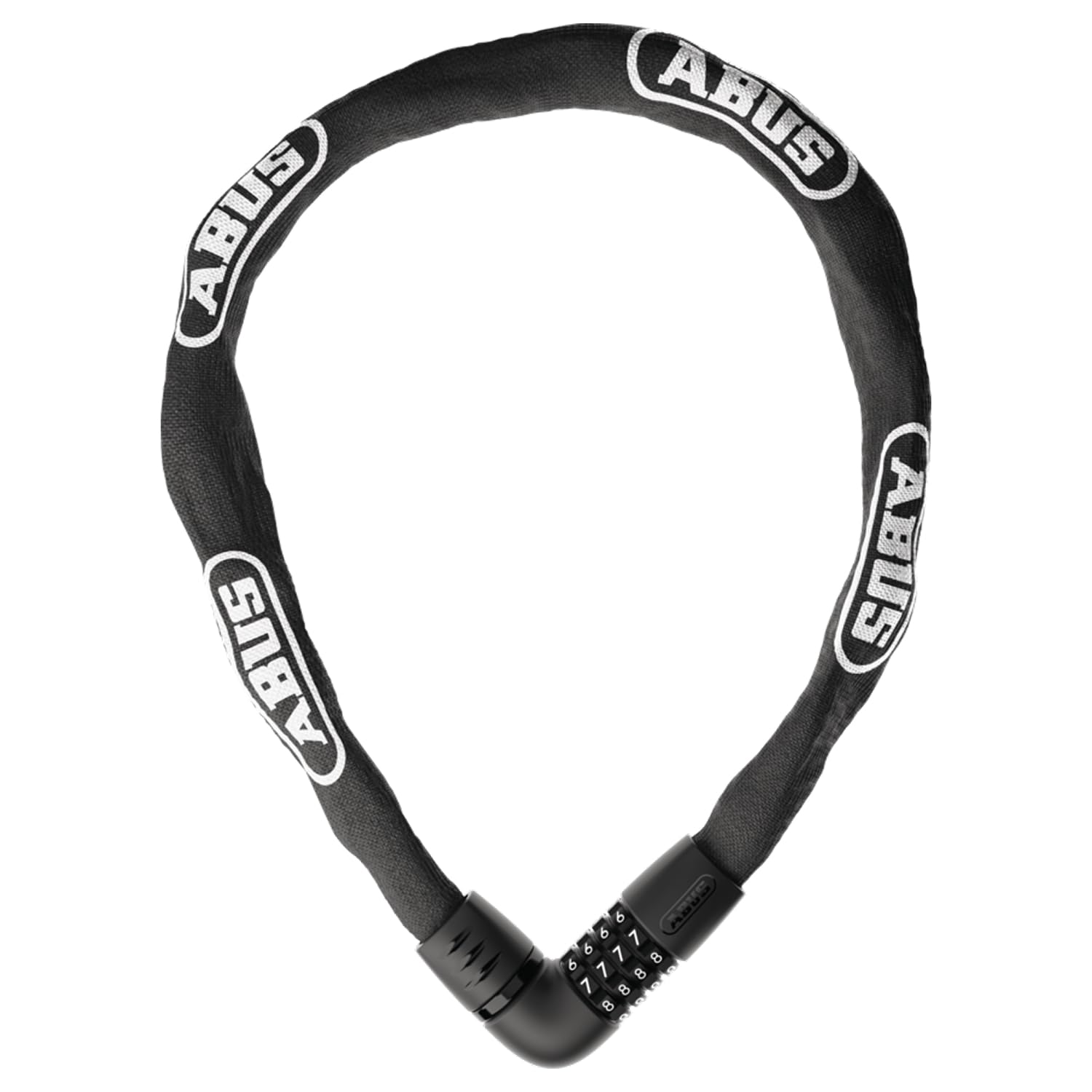 ABUS Kettenschloss Tresor 6806C, Länge 85 cm, schwarz | Fahrradschloss mit komfortabler Verriegelung, 4-stelligem Zahlencode, 6 mm Vierkantkette, Abtastschutz