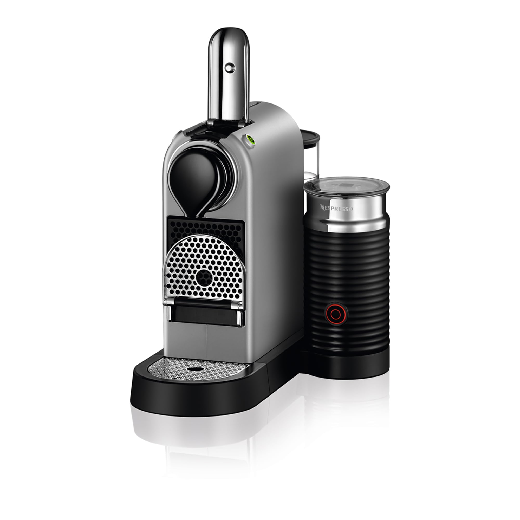 Krups Nespresso Citiz & Milk XN761B - Cafetera de cápsulas monodosis, con 19 bares de presión, thermoblock, capacidad 1L, función automática, con Aeroccino, color Plata, incluye pack de bienvenida