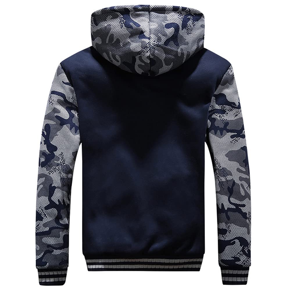 LEZUAN Felpa con Cappuccio Uomo Inverno Caldo Hoodie con Cerniera Integrale Felpe Uomo Manica Lunga Pullover Giacca di Spessore Cappotto in Pile Foderato