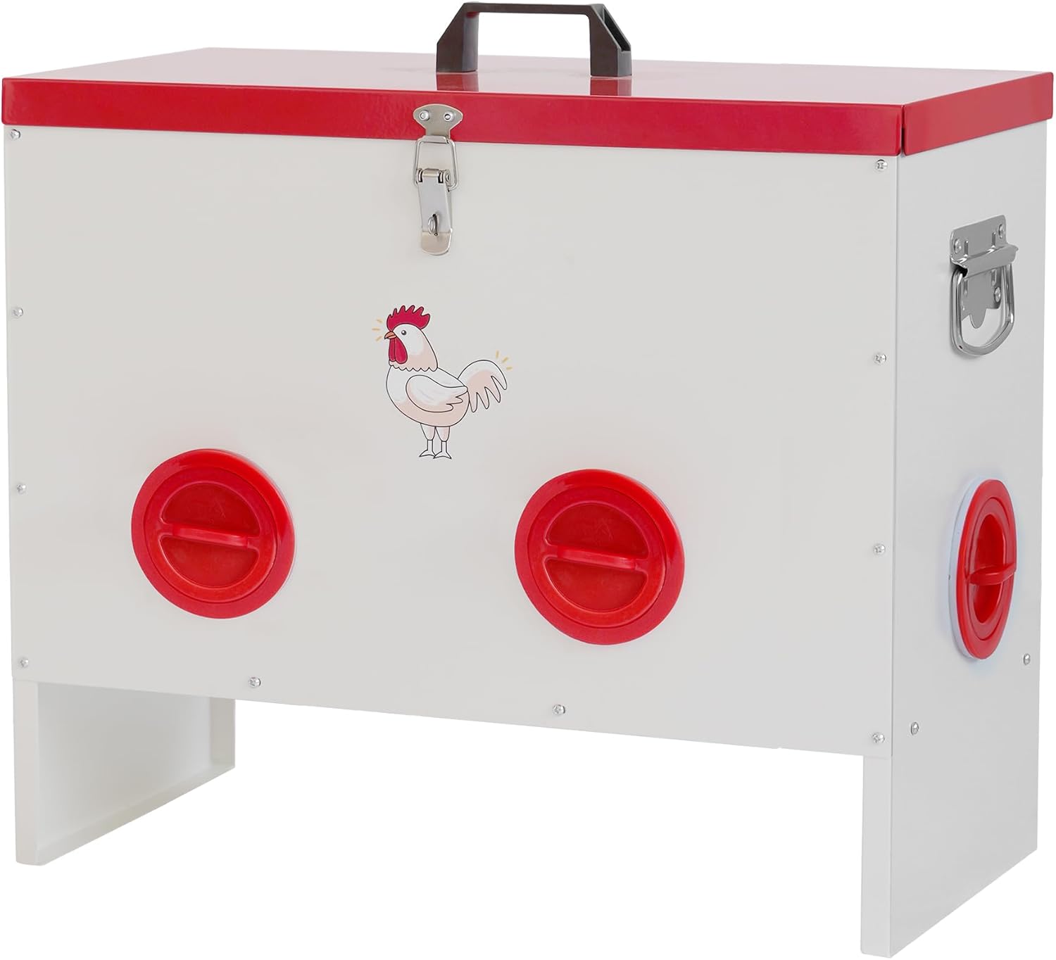 GarveeLife Automatic Chicken Feeder No Waste, 50 LB Poultry Feeder Box Metal Feeders for Chickens Rainproof Chicken Coop Feed Ports for Chickens, Ducks, Turkeys