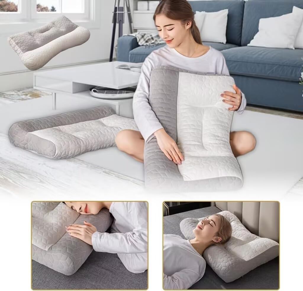 Cuscino ortopedico for dormire profondamente, cuscino ergonomico for apnea notturna, cuscino antirussamento, for chi dorme di lato, schiena e pancia, for chi dorme di lato, schiena e pancia.(Gray)