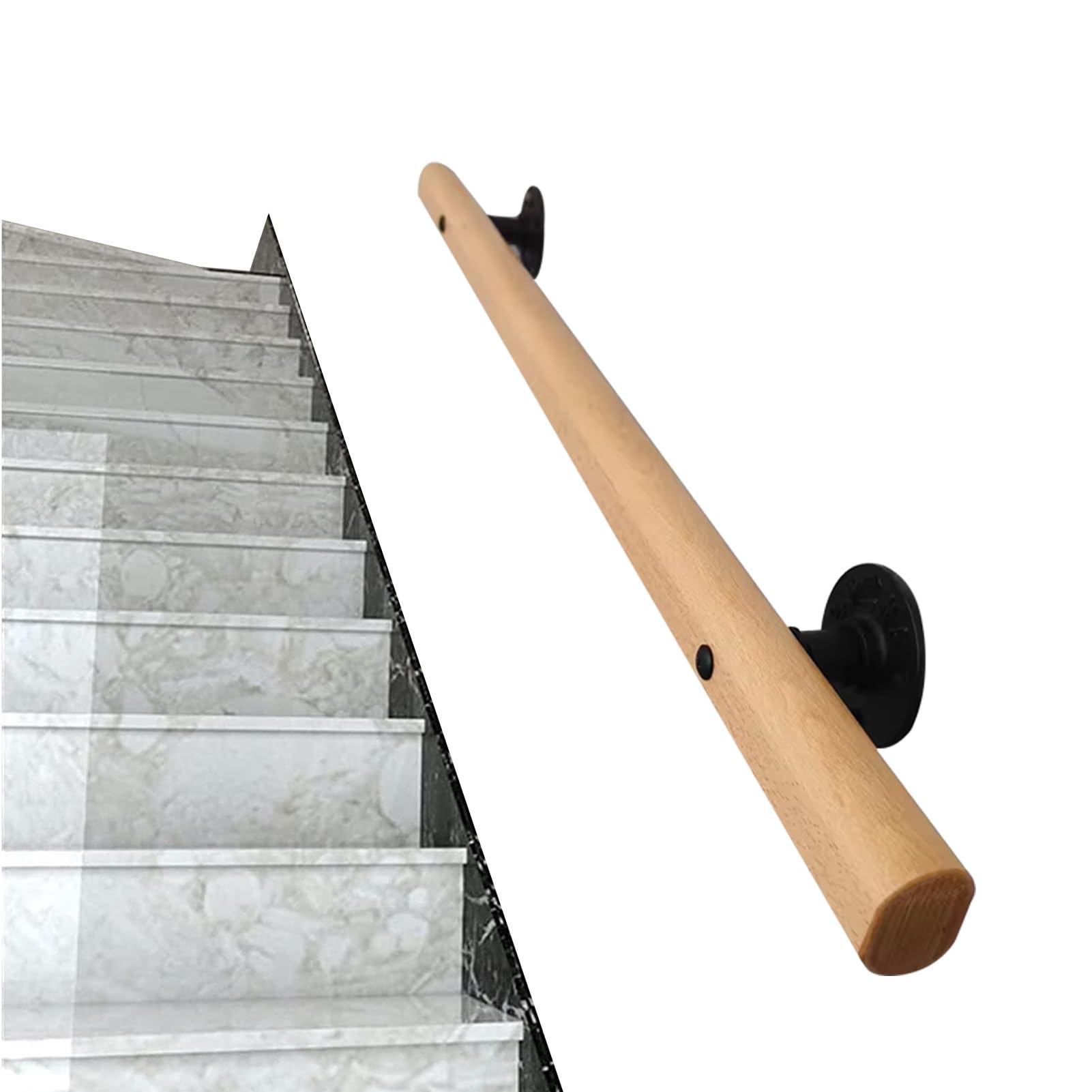 Rampe d'escalier réglable en bois 30-450 cm pour main courante de sécurité