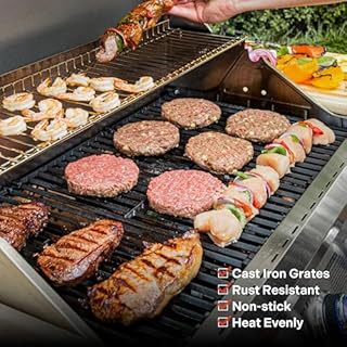 Monument Grills Larger Convertible 4-Burner Natural Gas Grill Stainless Steel Cabinet Style Propane Grills with Conversion Kit(2 Items)