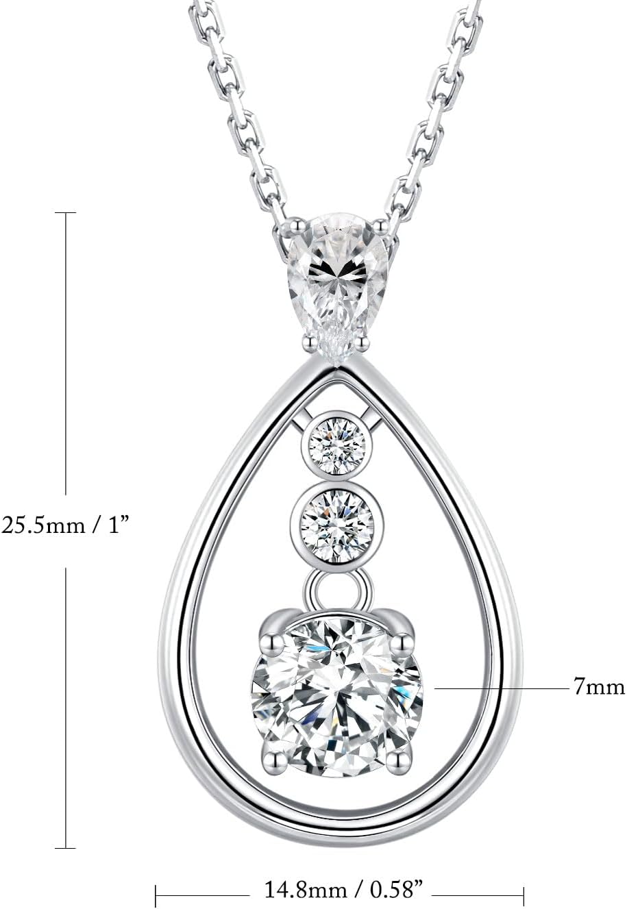 Birthstone Necklace for Women Sterling Silver Teardrop Pendant Necklace Birthday Christmas Fine Jewelry Gifts for Her, 18"+2" Extend - Image 6