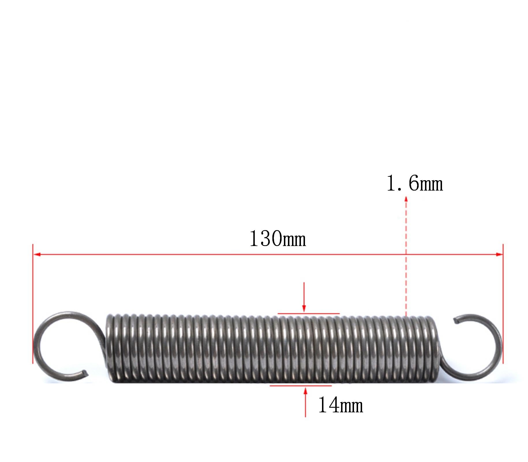 Sprężyna rozciągana, 2 szt. Sprężyna naciągowa z podwójnym hakiem, 1,6 x 13 400 mm, średnica drutu 0, zewnętrzna, długość dowolna, stal, podwójna w kształcie litery S(1.6 x 14 x 130mm)