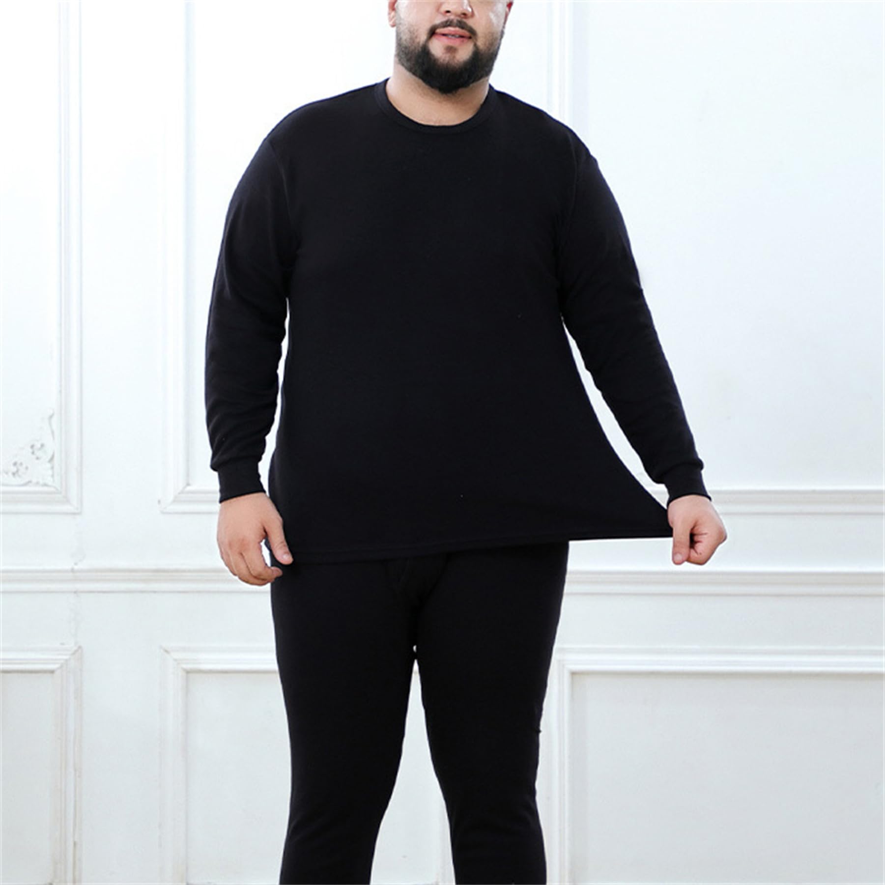 Ensemble De sous-vêtements Thermiques pour Homme, Couche De Base Thermique d'hiver, Col Rond Ultra Doux Et Chaud, Manches Longues, sans Couture, Grande Taille, Haut Et Bas