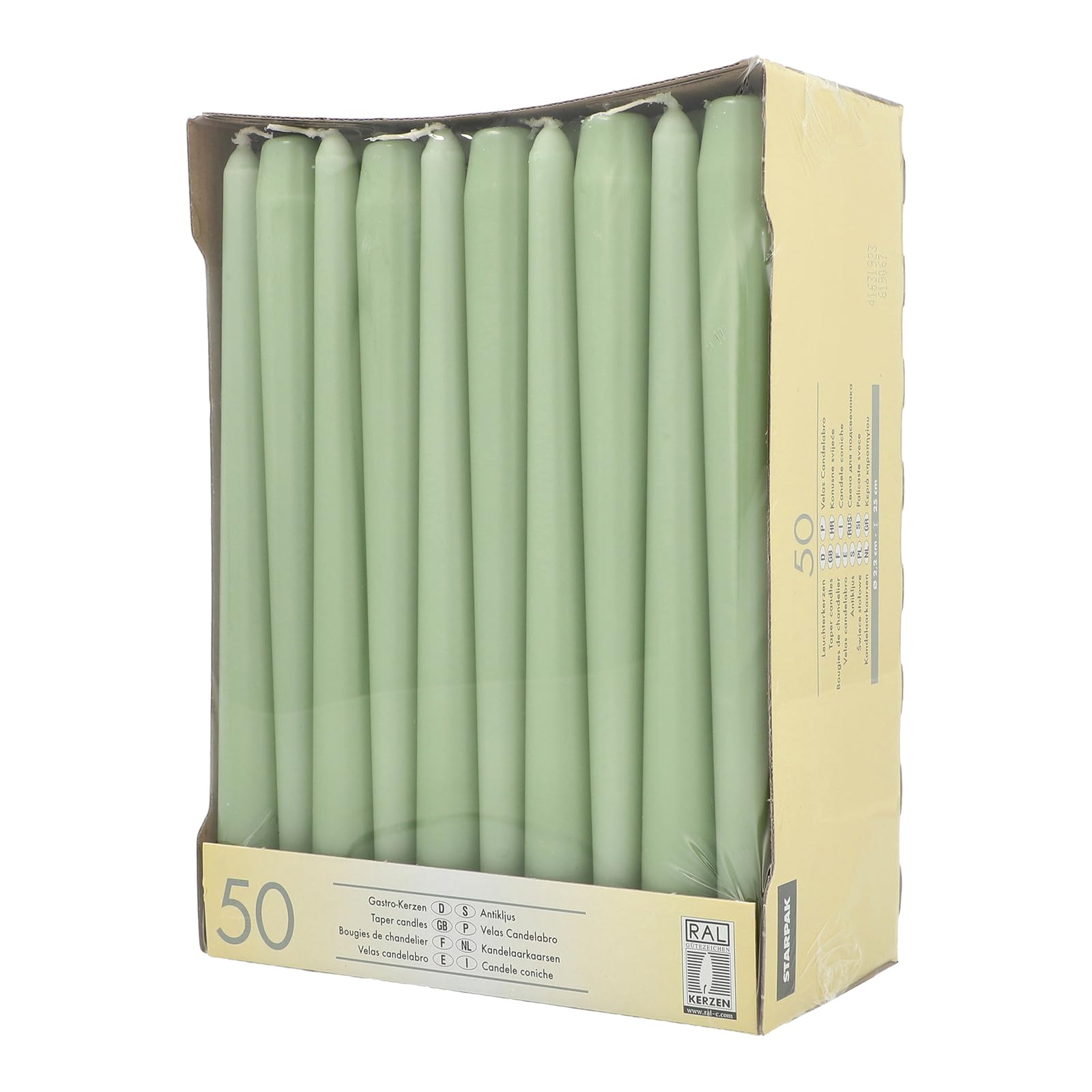 PAPSTAR 50 bougies de chandelier - Diamètre : 2,2 cm - 25 cm - Vert jade