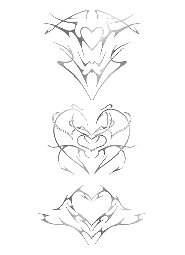 Miniatura 4 de Tatuajes de cibersigilismo  Cosplay sexy súcubo temporal  Tatuaje corporal de anime Kawaii para disfraces de juegos de rol (plateado)