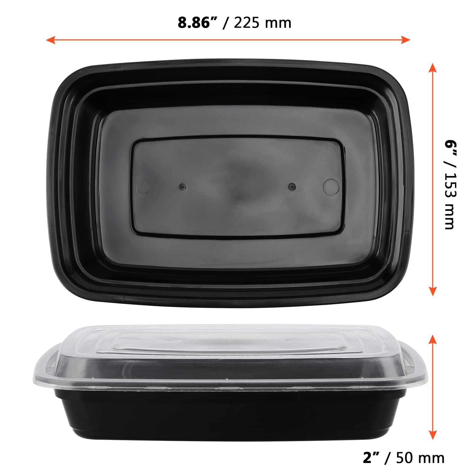 SINJEUN Paquete de 60 recipientes de plástico para preparación de comidas con tapas, 750 ml, sin BPA, cajas de almuerzo apilables, aptas para microondas y congelador