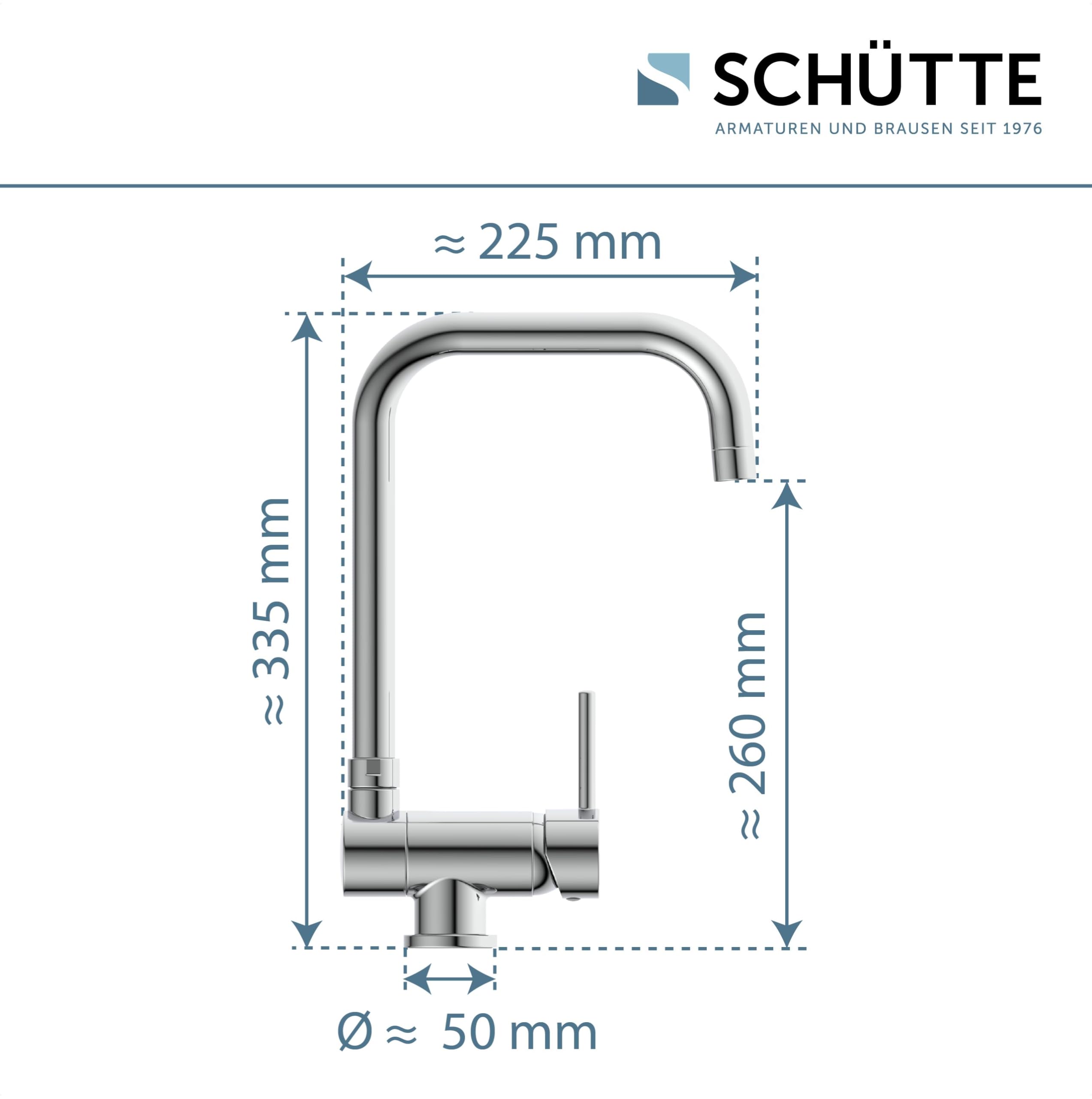 SCHÜTTE 24550 WINDOW Grifo Monomando de Cocina Bajo Ventana, Orientable 360°, Cromado