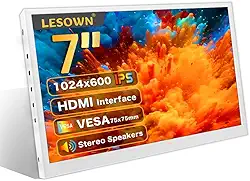 Monitor Hdmi Portátil De 7 Polegadas, Tela Secundária Pequena, Tela Lcd Ips 1024X600, Montagem Em Parede Vesa, Display De Temperatura Para Pc Com Alto-Falantes Para Câmera Cctv Windows, Raspb