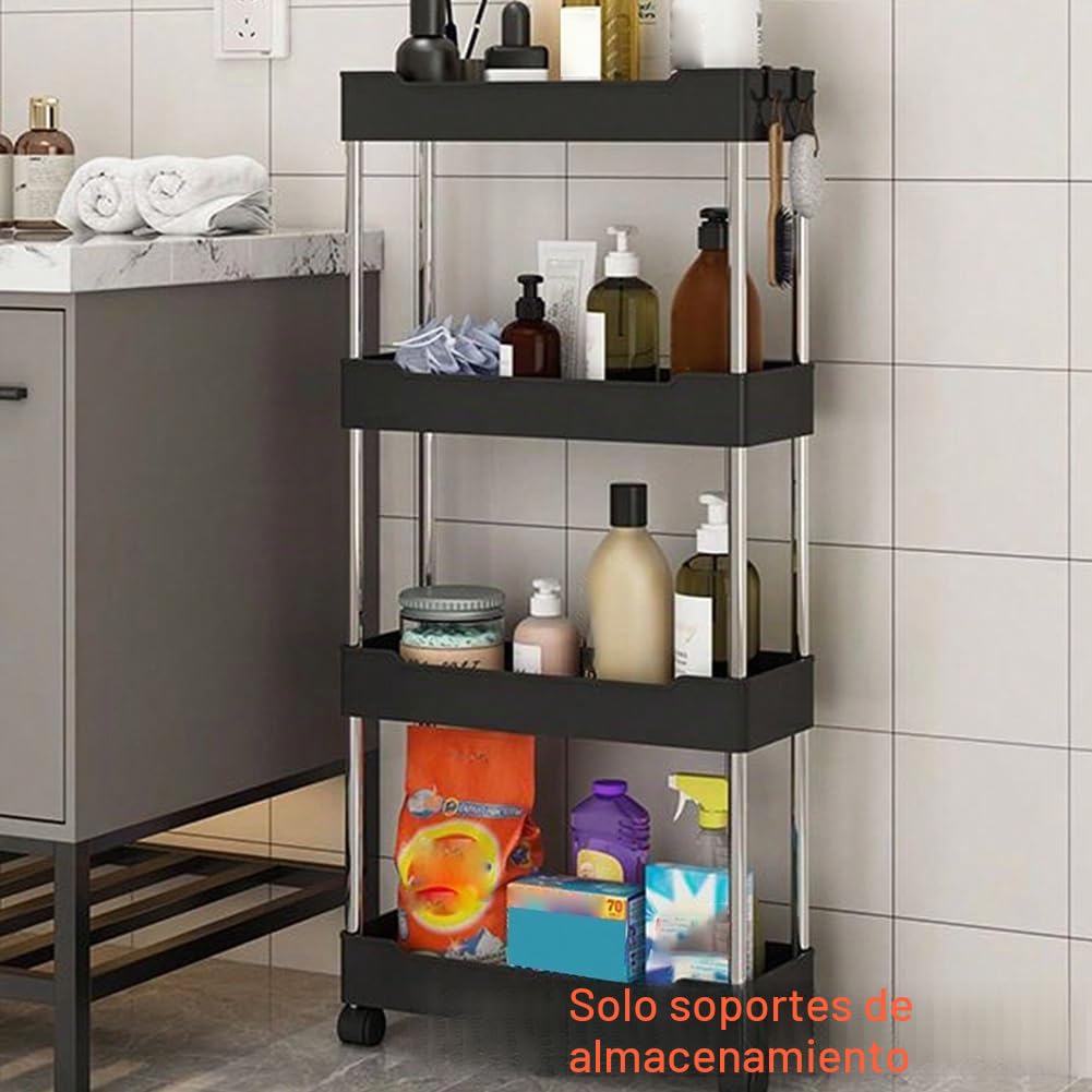 Carrito con ruedas con varios pisos, estante de almacenamiento delgado y portátil para cocina, baño, sala de estar - Estantería organizadora para ahorrar espacio B
