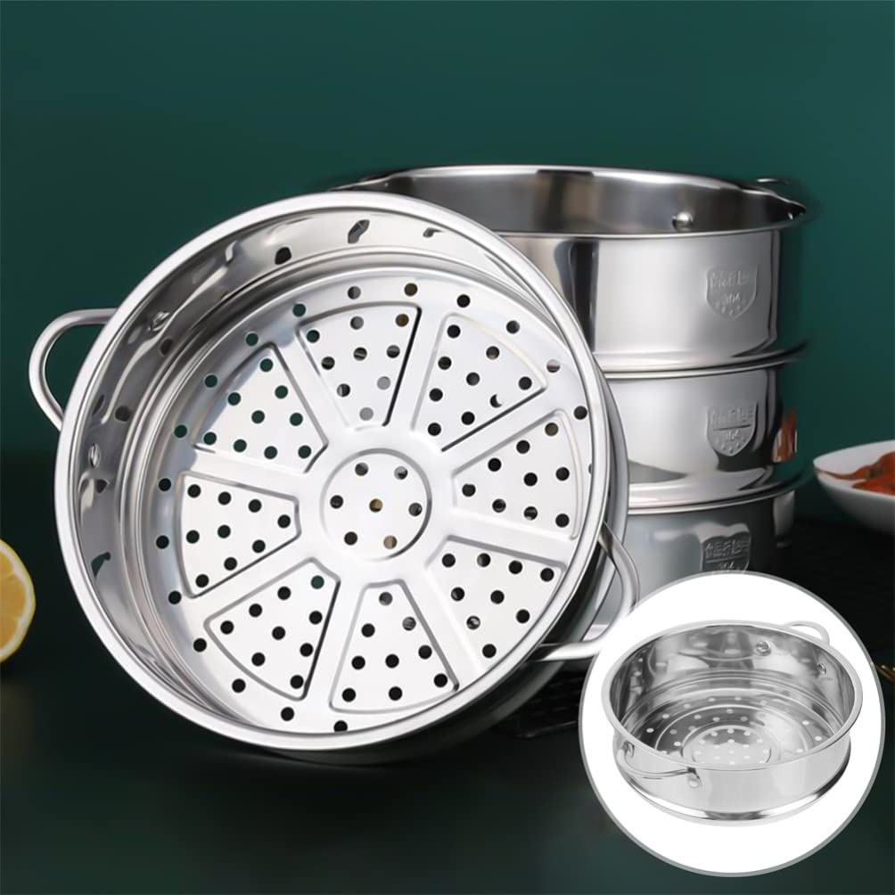 Hemoton Cestello per cottura a vapore in acciaio inox impilato in metallo con inserto a vapore per pentola a vapore cinese utensili da cucina (24 cm)
