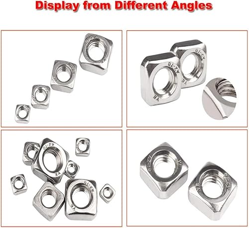 304 Stainless Steel Machine Square Screw Nuts 304 Square Nuts M3 M4 M5 M6 M8 M10 Metric Assortment Kit Nut 139Pcs #TOP3
