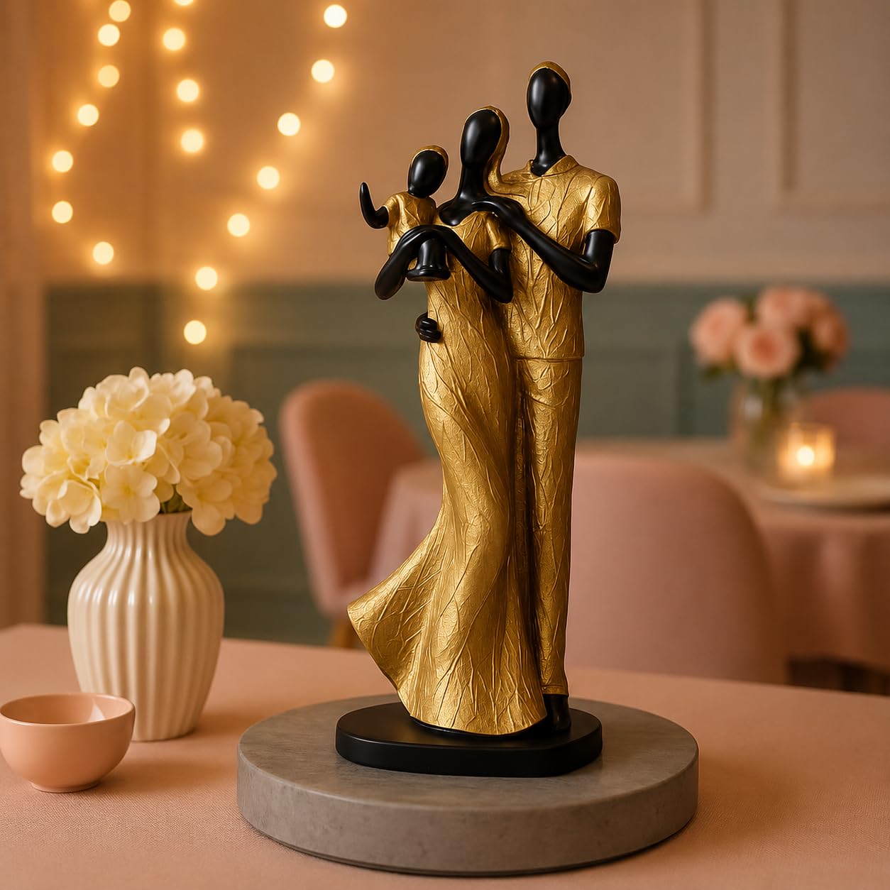 Golden Black Couple Statue - Home Decor -2