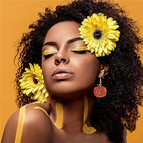 Pumpkin Earrings for Women Unique Red Full Crystal Rhinestone Halloween Smiling Face Pumpkin Dangle Drop Funny Earrings Holiday Night Costume Jewelry, Fun and Festive2