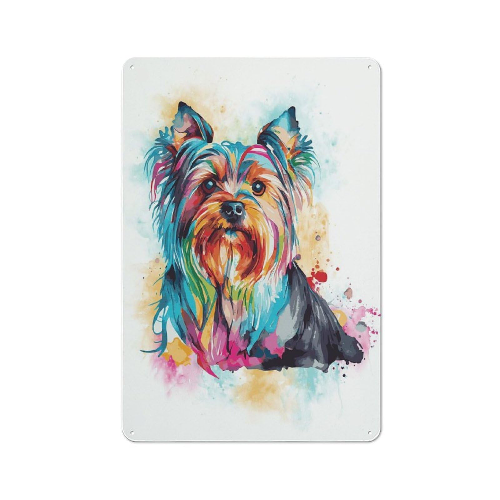 Junmoney Style-11 Vintage Colorful Yorkshire Terrier Bistro Metal Sign 30X20cm, Bistro Wall Plaque For Takeaway, Bar, Kitchen Or Counter Area