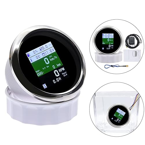 Miniatura 3 de KAOLALI Velocímetro GPS ajustable multifuncional 6 en 1 medidor digital tacómetro voltímetro presión de aceite Nivel de combustible Temperatura del