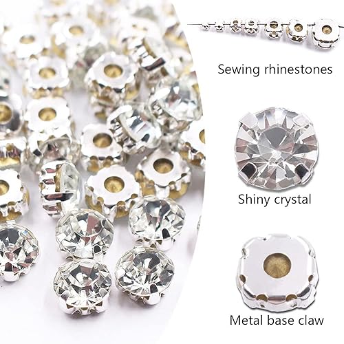 Miniatura 6 de Diamantes de imitación para coser de 0.116 a 0.394 pulgadas (3 a 0.394 in) con parte trasera plana, piedras de cristal brillantes, cuentas de