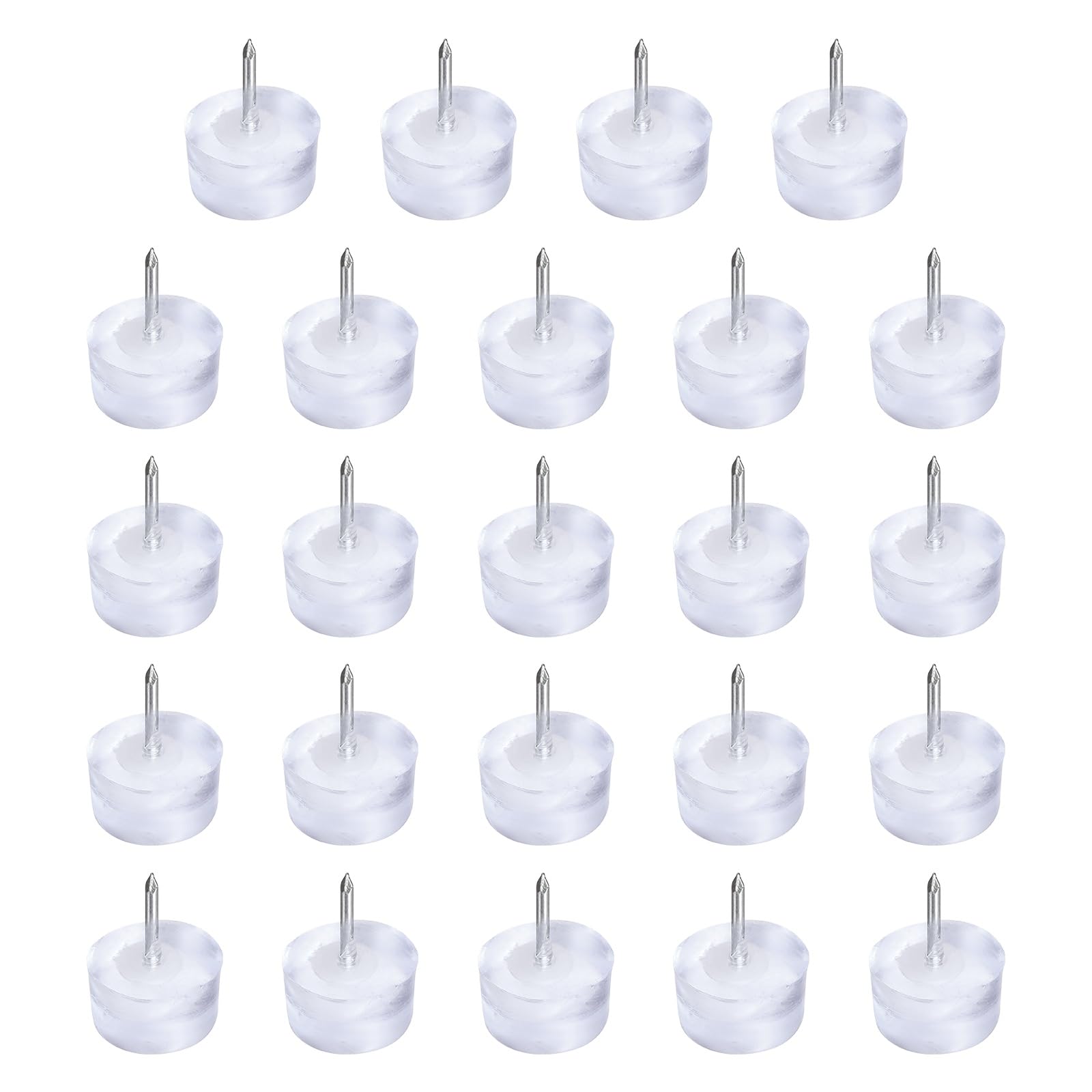 sourcing map 24Pcs Furniture Sliders, 16mm Round Plastic Furniture Guides Nail-on Pads, Hardwood Floor Protectors for Chair, Table, Desk, Cabinet Leg, Transparent Blue