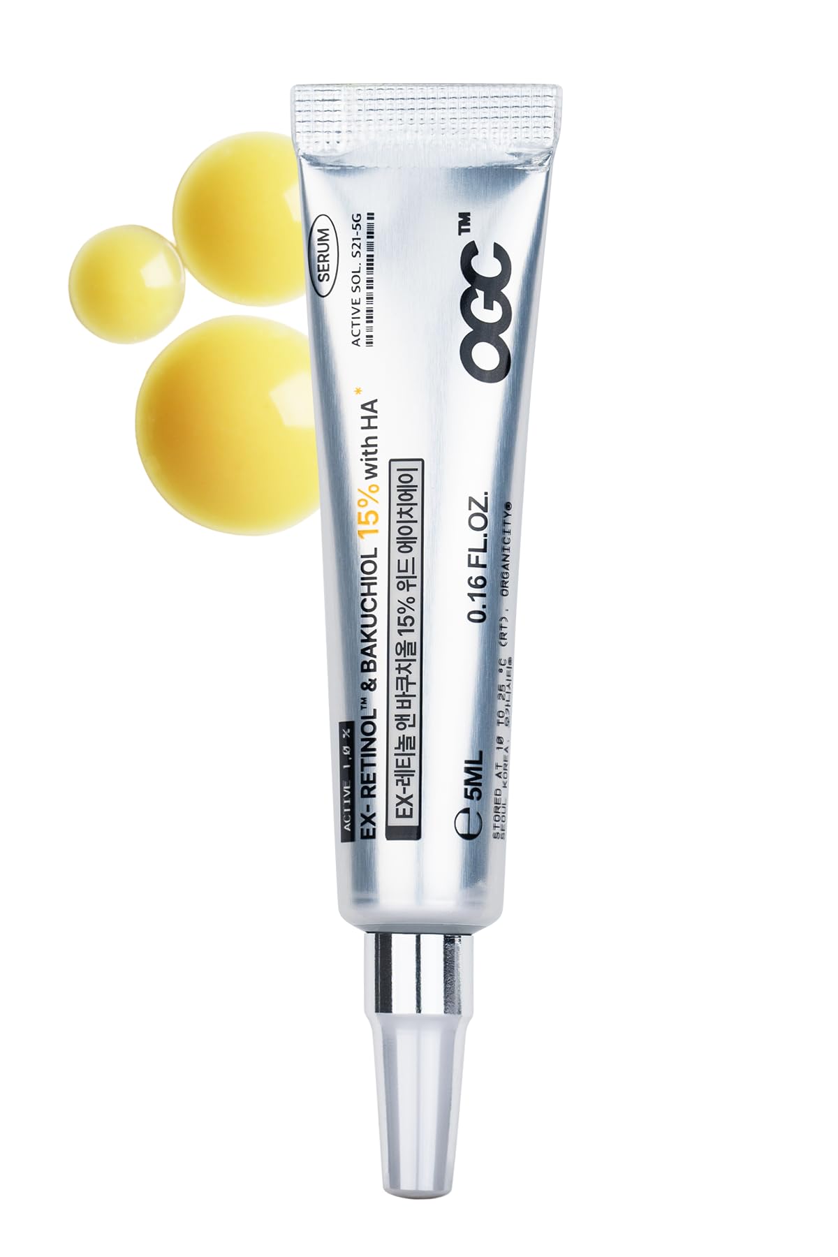 EX-Retinol & Bakuchiol 15% Facial Serum 0.16 Fl Oz | with Retinoid 1%, NAD+, EGF Peptides, Vitamin, Dexpanthenol | Korean Skin Care | for Firming and Lifting | Fragrance-Free Clean Formula