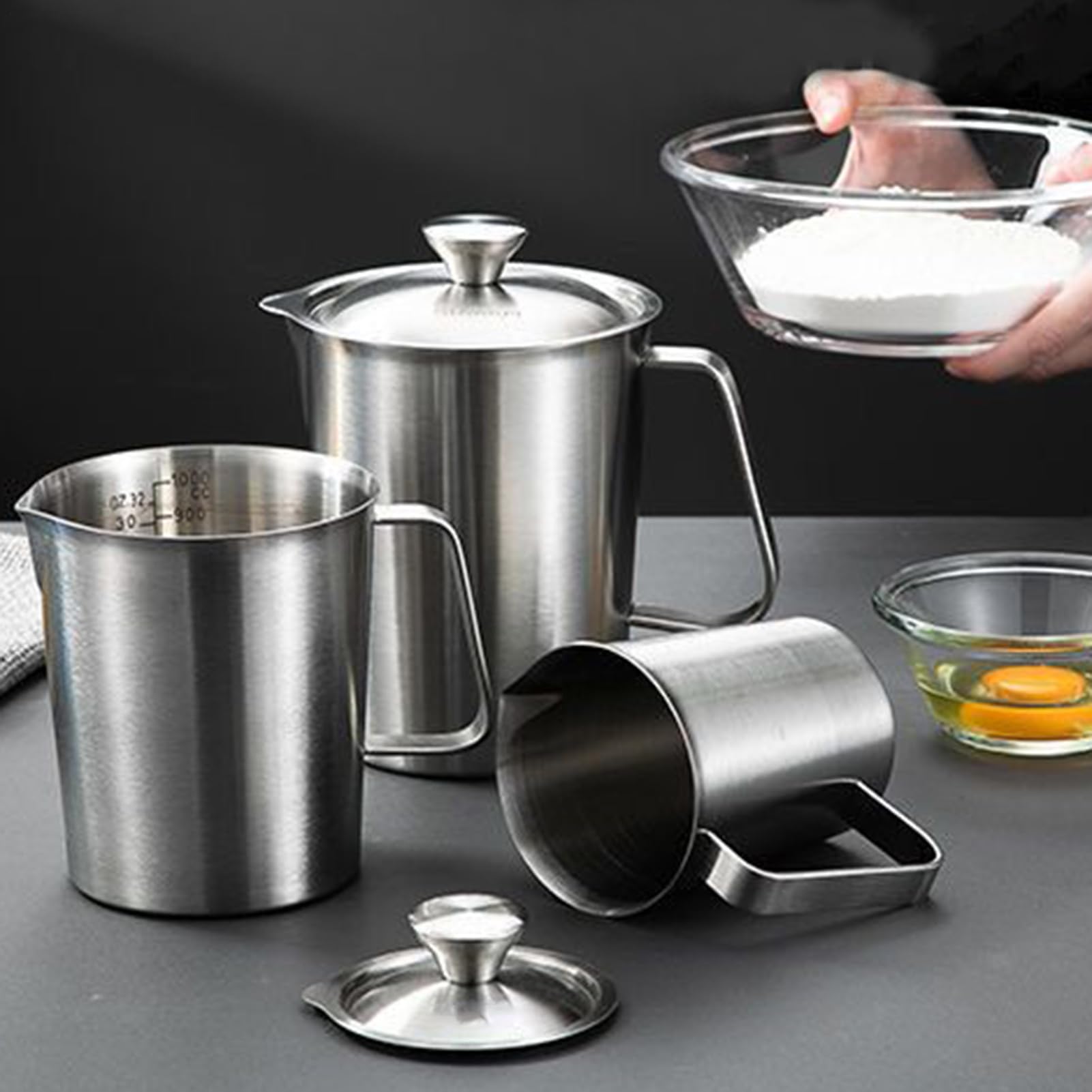 Vaso espumador de leche de 2000 ml, taza de medición portátil | Jarra espumadora de café para cafeterías, almuerzos en casa, cocinas, capuchinos y bebidas