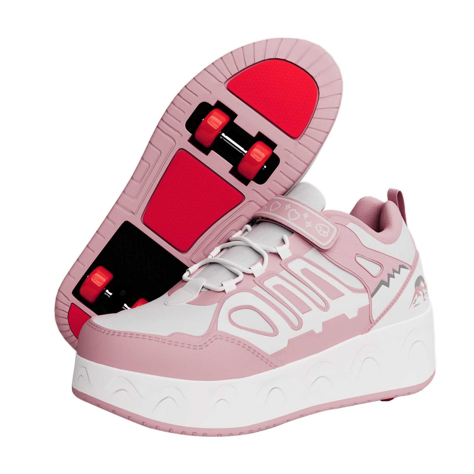 Schuhe mit Rollen für Jungen Mädchen | Rollschuhe Kinder 2-in-1 mit abnehmbaren Rollen | Versenkbare Skateboardschuhe | Leichte Turnschuhe, Verstellbar & rutschfest