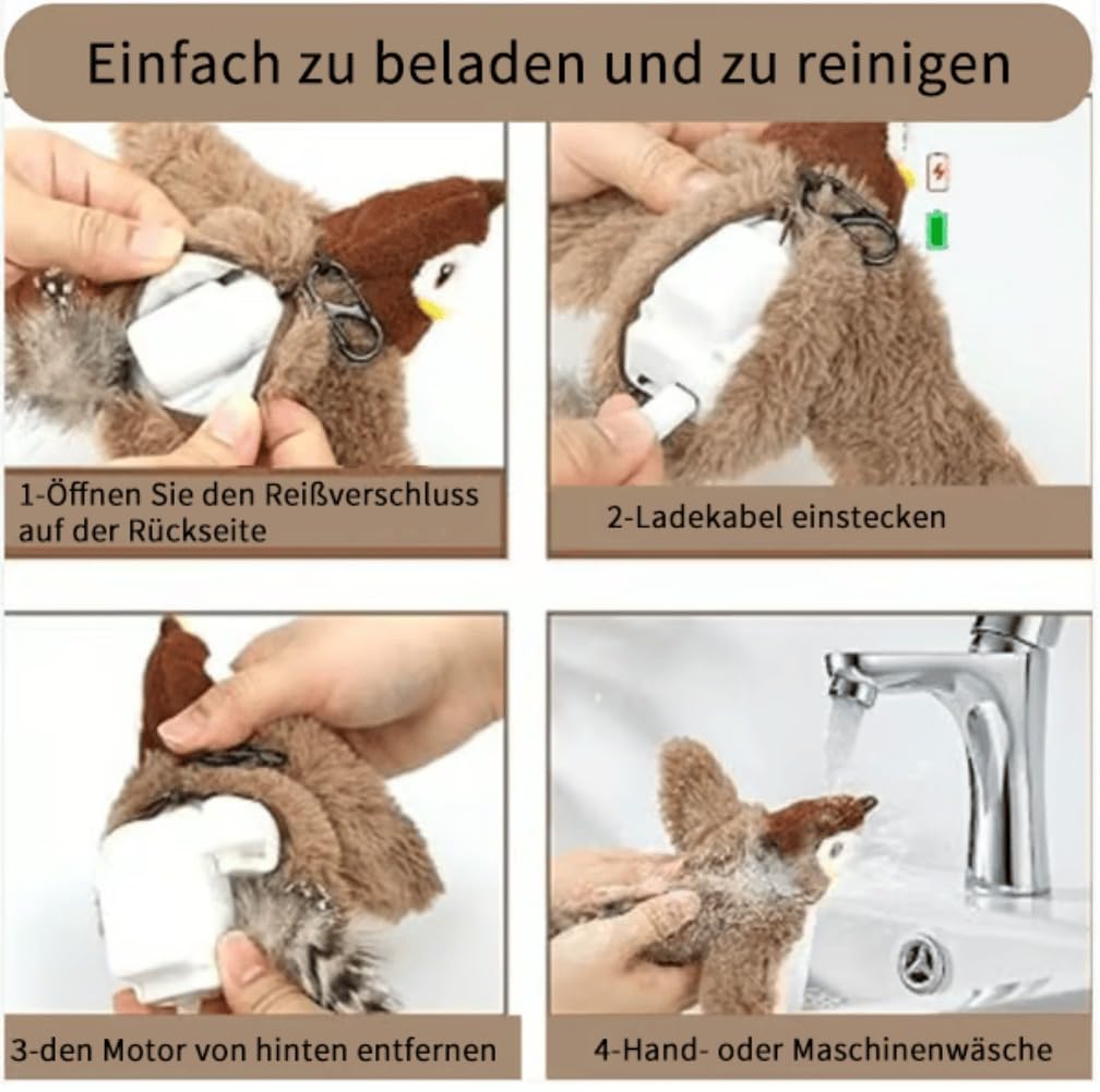 Flatternder Vogel Katzenspielzeug 2er-Set - Interaktiv Mit Katzenminze