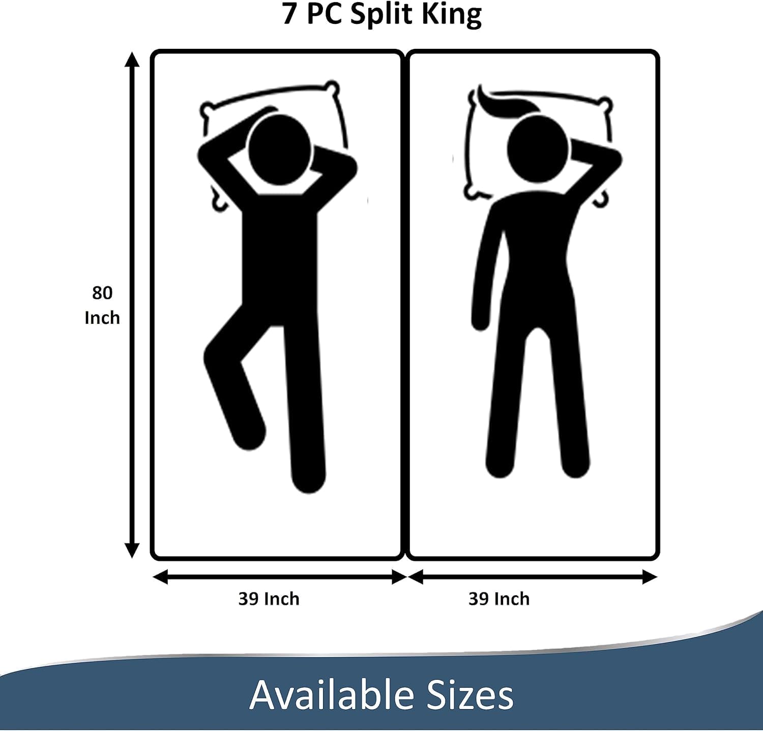 Mattress-Homes Split Cal King Sheets 7 Piece California Sets for Adjustable Bed 100% Long Staple Soft Combed Cotton, Set, Size, Light Grey Solid