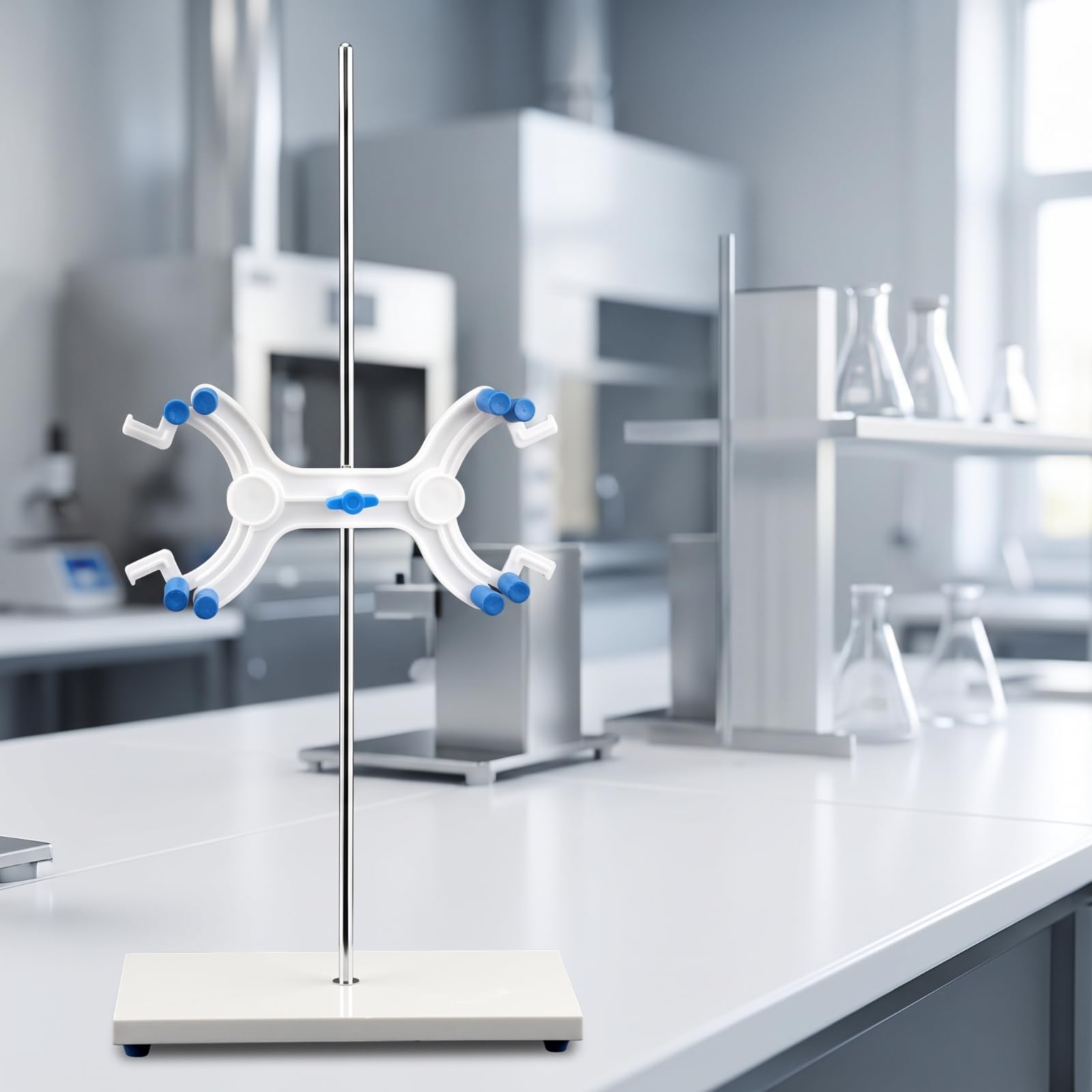 Titrierstativ rutschfest Stativ mit Marmorplatte flexibel Stativ mit Bürettenklemme für Titration, Labor, , 600mm , Labor-Titrierständer Mit Marmorsockel Und Kunststoff-Schmetterlingsklemme
