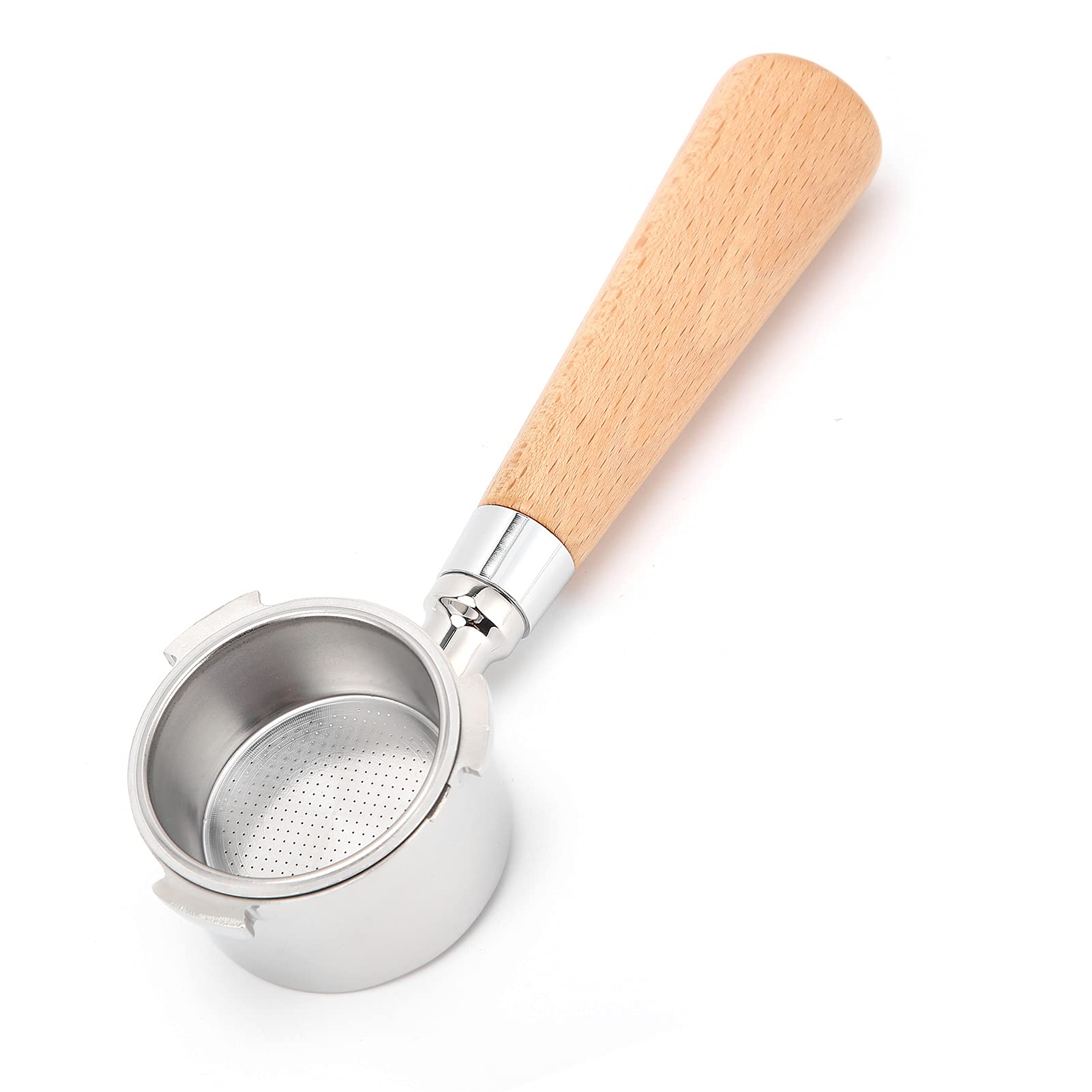 Kolba do kawy bez dna Uchwyt filtra ze stali nierdzewnej Narzędzie do wymiany kosza Ergonomiczny drewniany uchwyt do ekspresu do kawy Domowy barista (Buk 54mm)