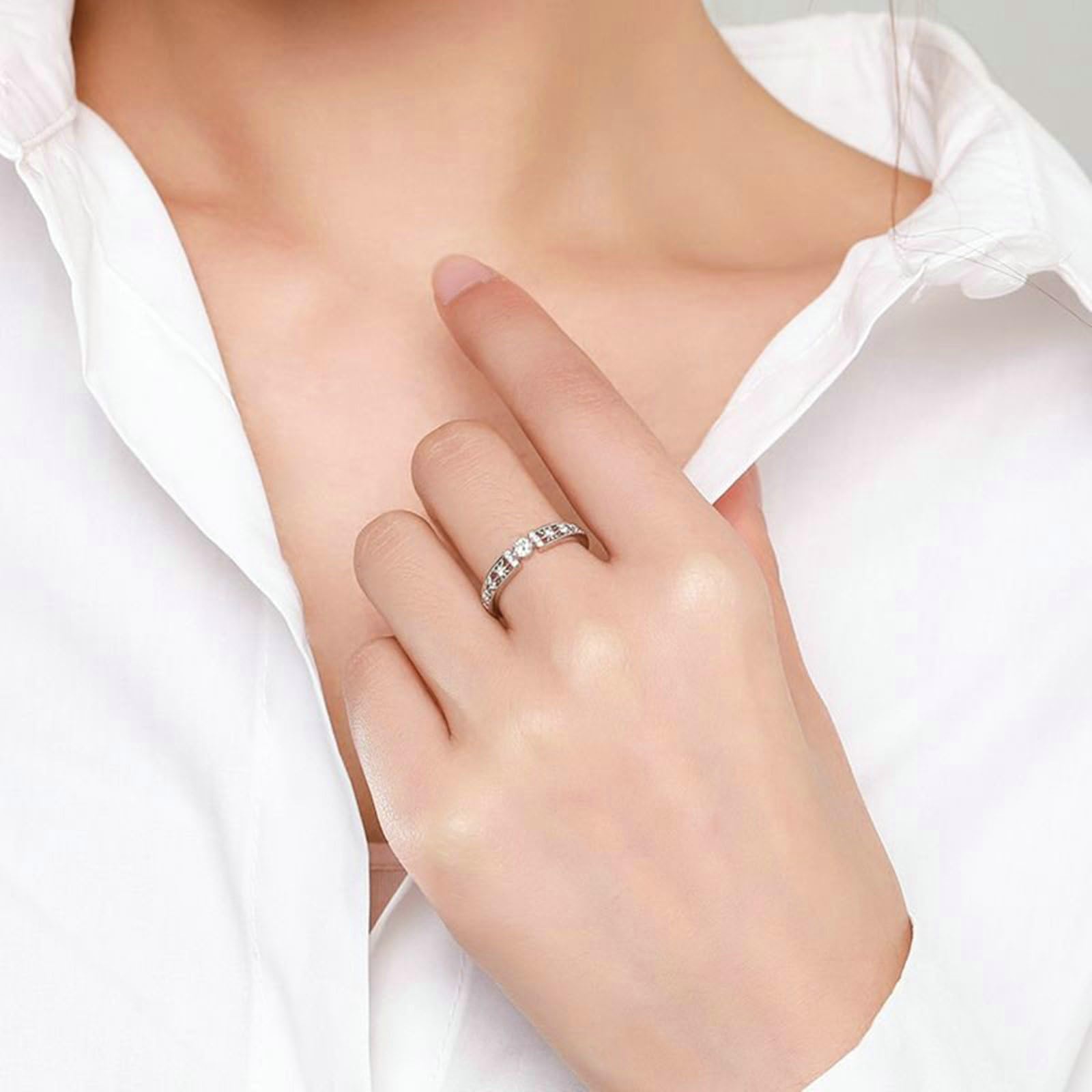 Alianzas de oro auténtico con diamante cultivado en laboratorio, anillo de boda de oro blanco, elegante anillo de boda para mujer