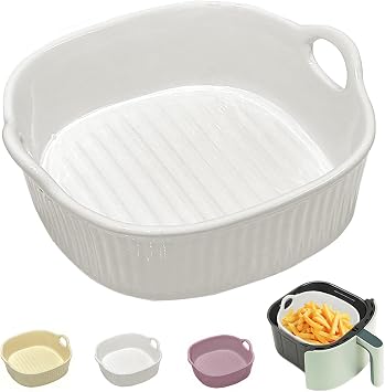 Ceramic Casserole Dish Airfryer Casserole Dish 17.9 x 16.4 x 5.5 cm Lasagne Mould Casserole Dish Ceramic Baking Tray Small Baking Moulds with Handle Square Baking Mould for Lasagne