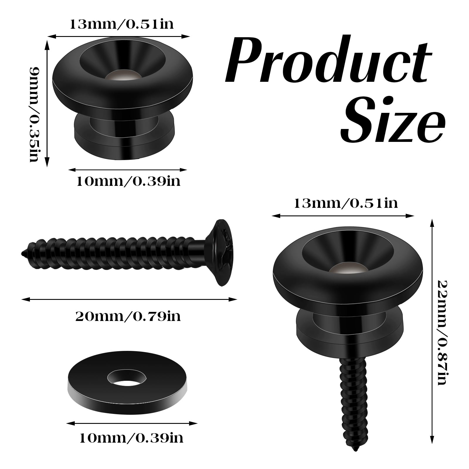 Set Di 8 Chiusure Per Tracolla Chitarra Con Viti E Cuscinetti - Per Chitarra Elettrica, Basso E Ukulele - Foto 11