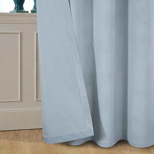 Miniatura 4 de always4u Juego de 2 cortinas de terciopelo suave plateado de 108 pulgadas de largo para sala de estar, dormitorio, filtrado de luz, privacidad,