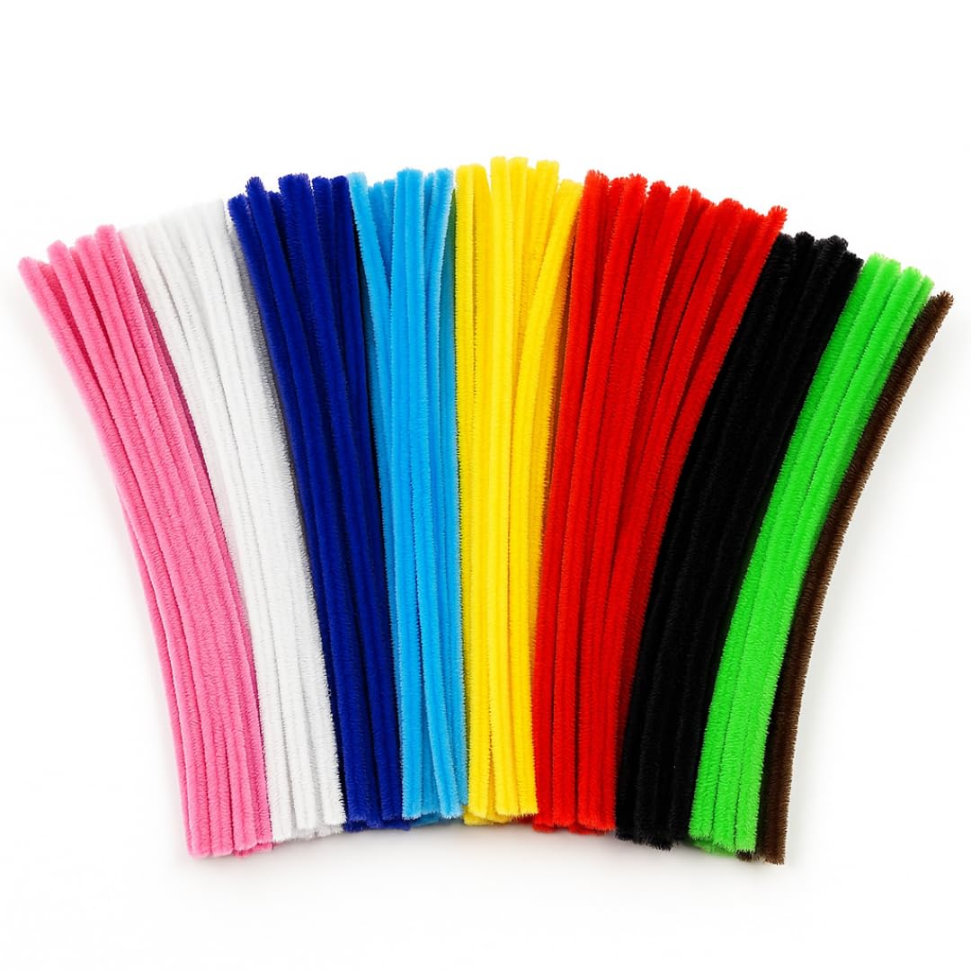 Springboard Assorted Pipe Cleaners 15cm (500 Pack), Mixed Colour Flexible Craft Stems for EYFS Kids Art, Threading & DIY Projects